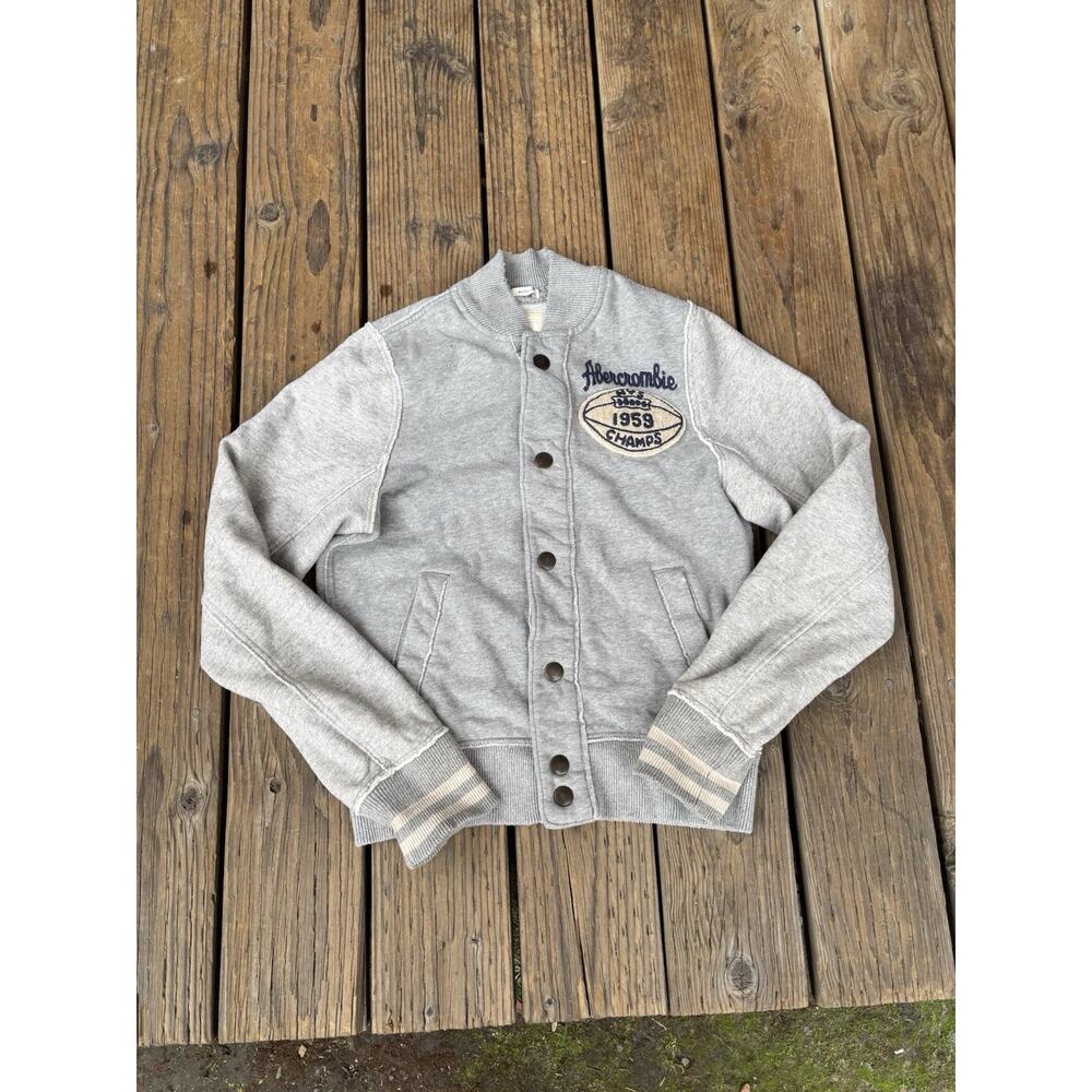 Vintage Abercrombie & Fitch Muscle Varsity Jacket Mens Size M Gray